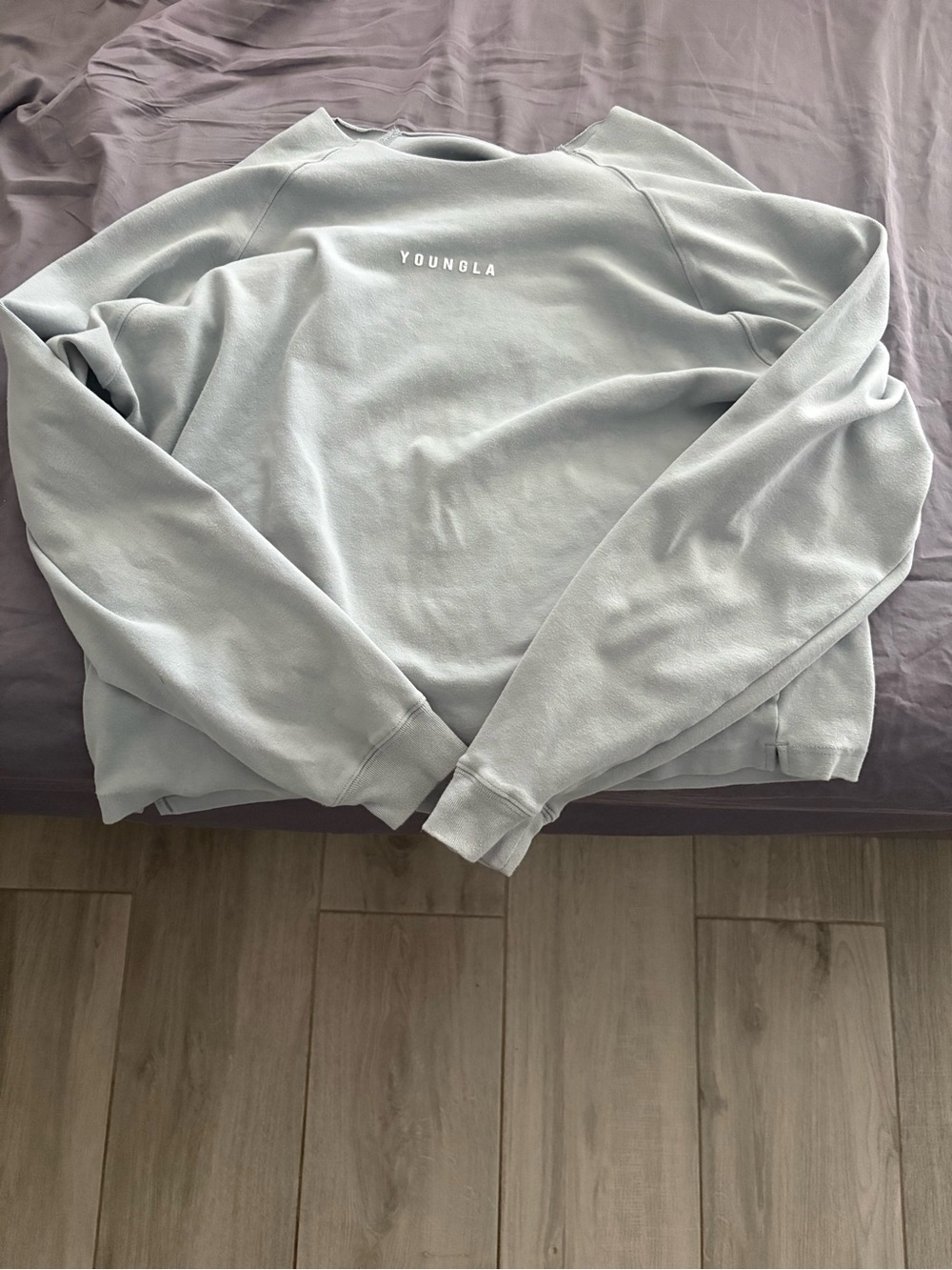 Men’s YoungLA 815 Raw Neck Cloud Long Sleeve Shirt - Blue Size Small Worn Once